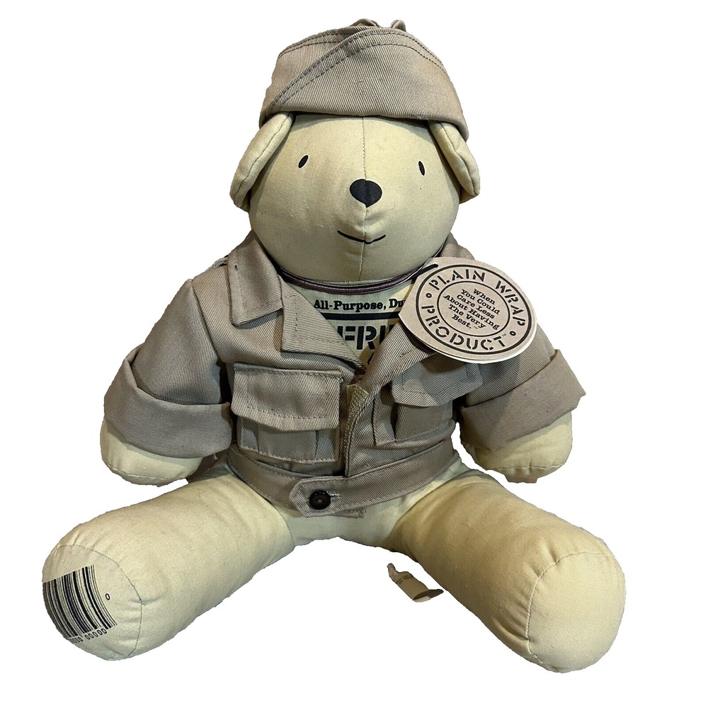 Daken No Frills Bear‎ 1985 wearing Eisenhower Army Jacket and Hat- Rare Plush